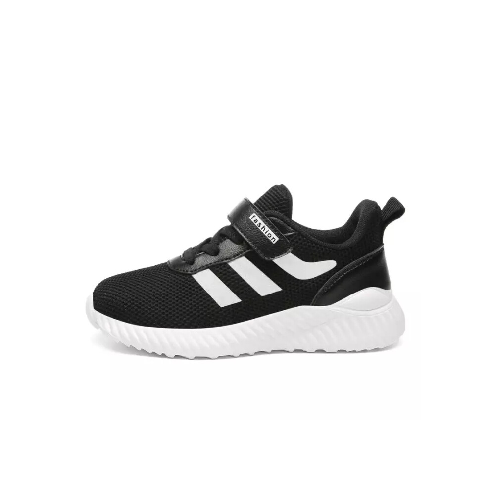 (Black White, UK2) Boys Girls Running Trainers Childrens Gym Sneakers Kids School Sports Shoes Size