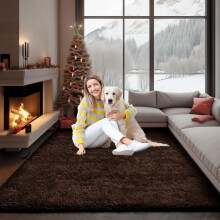 (Coffee Brown, 160 x 230cm (5ft 3" x 7ft 6")) Thick Shaggy Non Slip Rugs Living Room Area Rugs Hallway Runner Round Rugs & Door Mats