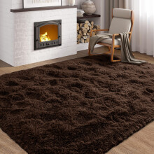 (Coffee Brown, 120 x 170cm (3 ft 11" x 5 ft 7")) Thick Shaggy Non Slip Rugs Living Room Area Rugs Hallway Runner Round Rugs & Door Mats