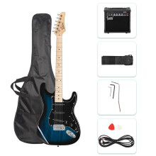 GST Stylish Electric Guitar Kit w/ Black Pickguard Amplifier Strap Set