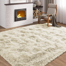(Cream, 120 x 170cm (3 ft 11" x 5 ft 7")) Thick Shaggy Non Slip Rugs Living Room Area Rugs Hallway Runner Round Rugs & Door Mats