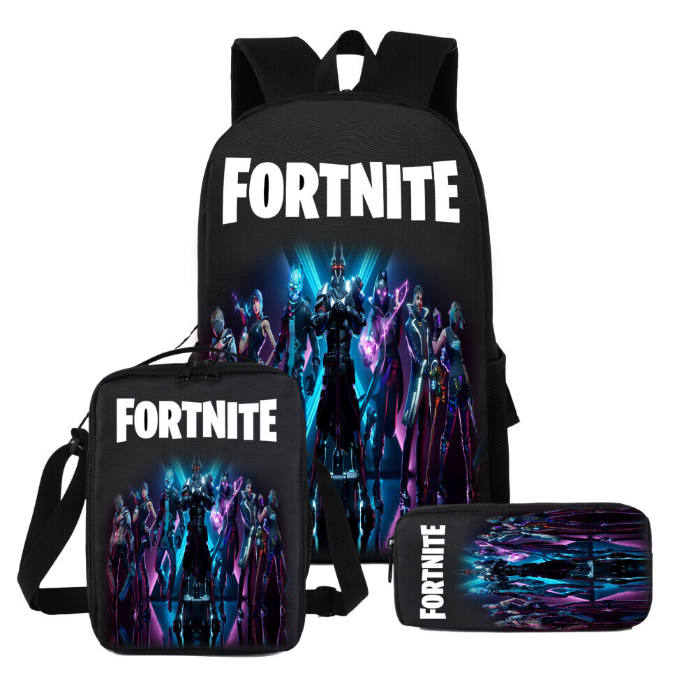 (01) 3PCS Fortnite Game School Bag Backpack Lunch Bag Pencil Case