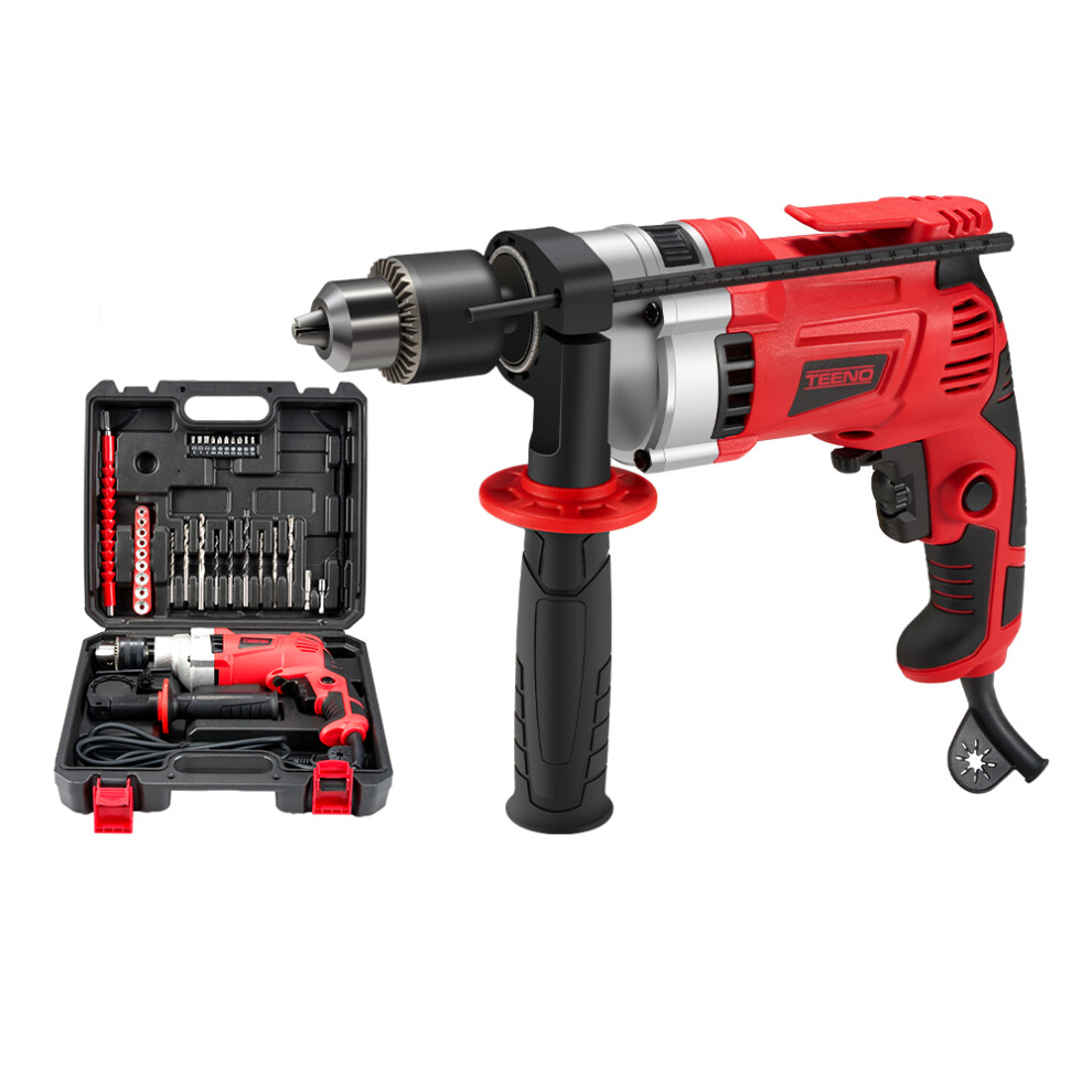 TEENO Impact Drill,Cordless Impact Driver,910W, 0-3000RPM Corded Percussion Drill,360Â° Rotary Handle,Perforator Chuck Size 0-13mm, Brick, Wood, Steel