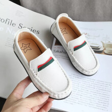 (White, UK1) Toddler Boys Leather Casual School Kids Party Wedding Dress Flats Shoes Loafers