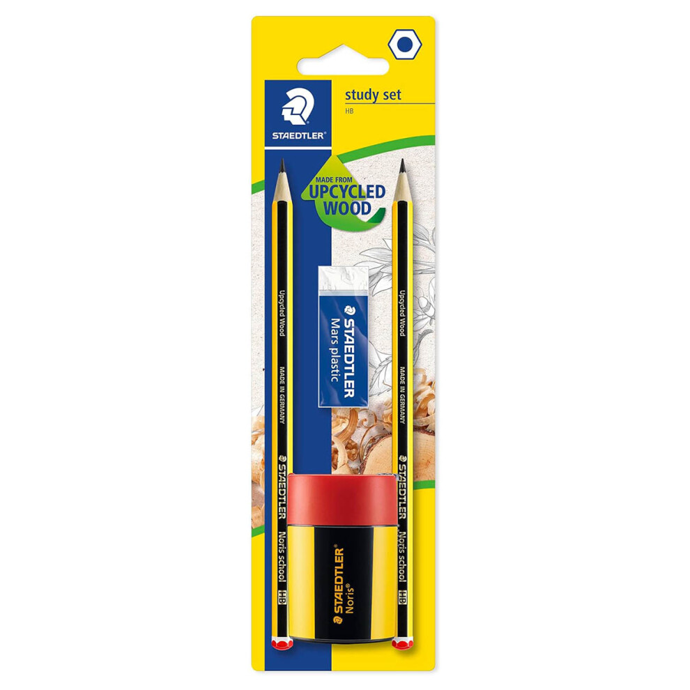 New Staedtler Noris School Pencil Study Set Of 2 Hb, Eraser & Tub Sharpener