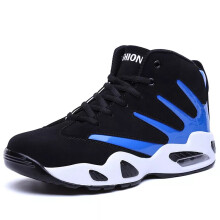 (Black&Blue, EU 45) Mens High Top Running Walking Trainers Sneakers Casual Gym Sports Comfort Shoes