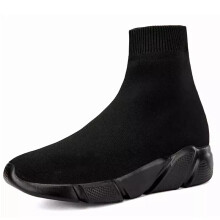 (Black, UK 7.5=EUR 41) Unisex Girls Boys Knit Sock Trainers Sneakers High Tops Gym Running Shoes 34-47