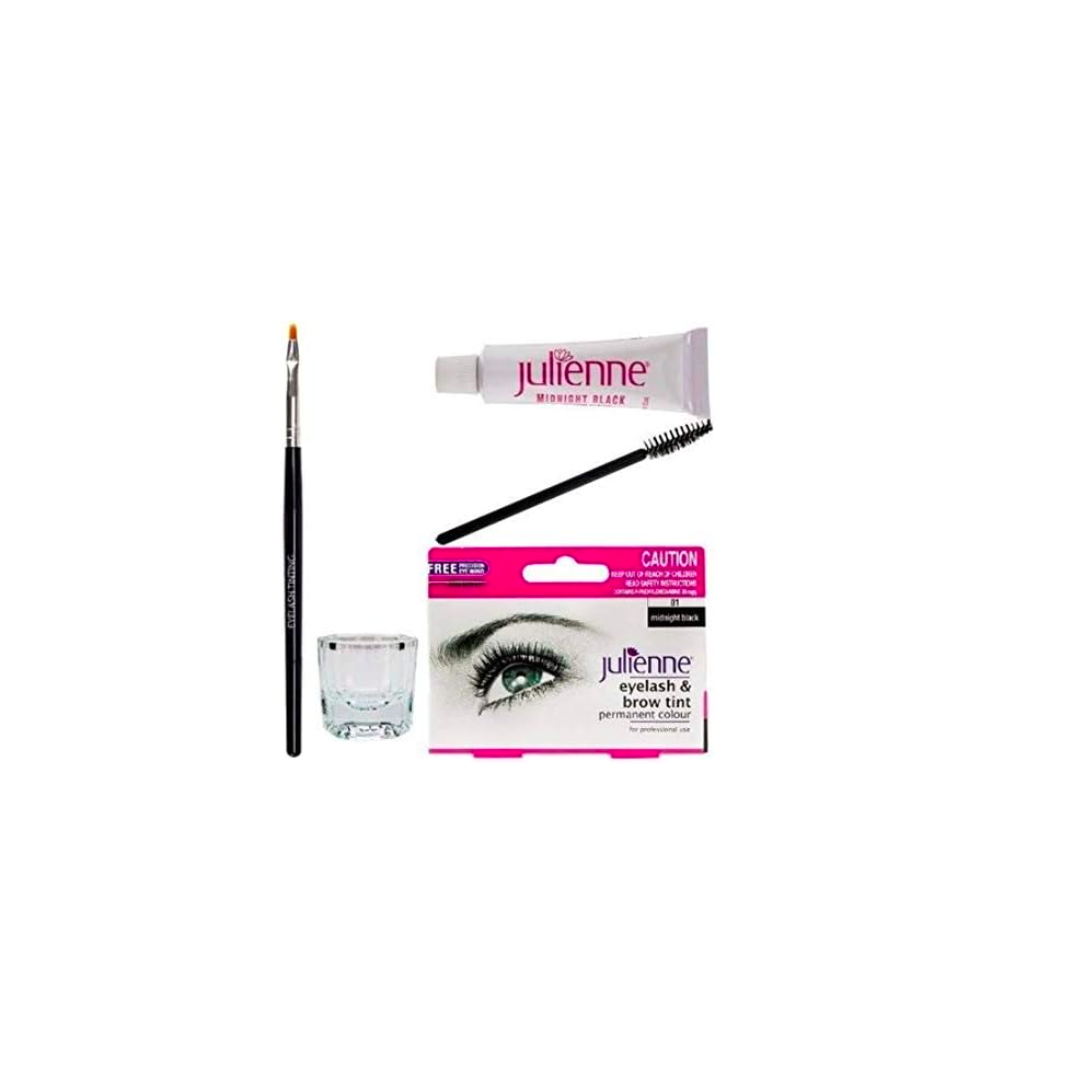 Julienne Black Eyelash Eyebrow Tinting Kit Dye Midnight Brush Tint
