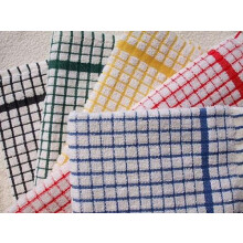 Terry Tea Towel Pack of 6- Soft, Super Absorbent and Lint Free Kitchen Towels- 100% Cotton Dish Cloth (40X60cm Mono Check 6 Pack )