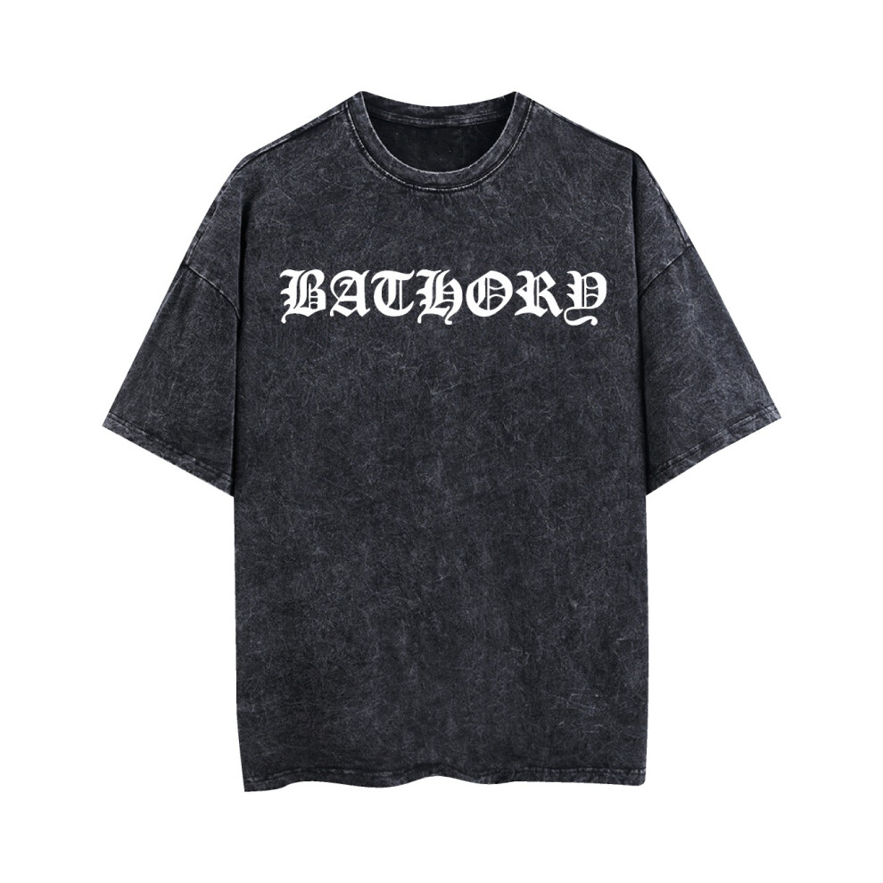 Kiikn (L) Washed T Shirt Bathory Hip Hop Vintage T-Shirt Black