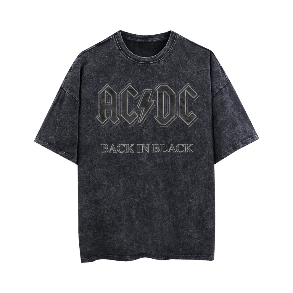 (M) ACDC Vintage T-shirt Unisex Back in Black Album Band Black Top