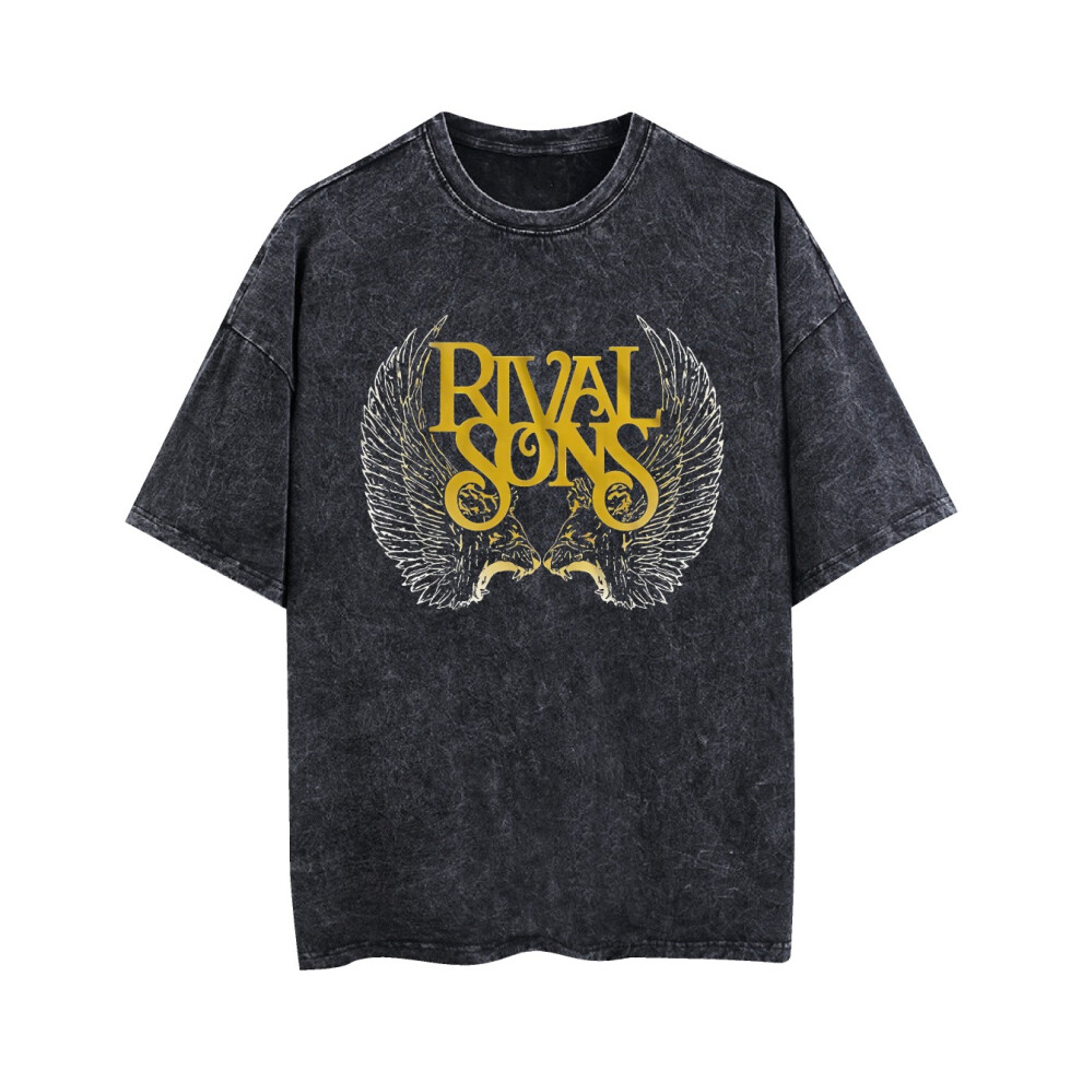 Kiikn (L) Rival Sons Vintage T-Shirt Official Logo Rival Sons Shirt Black