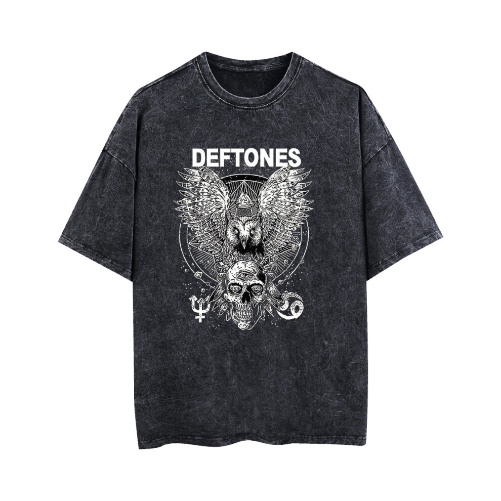 Kiikn (S) Deftones Owl And Skull Vintage T-Shirt Black
