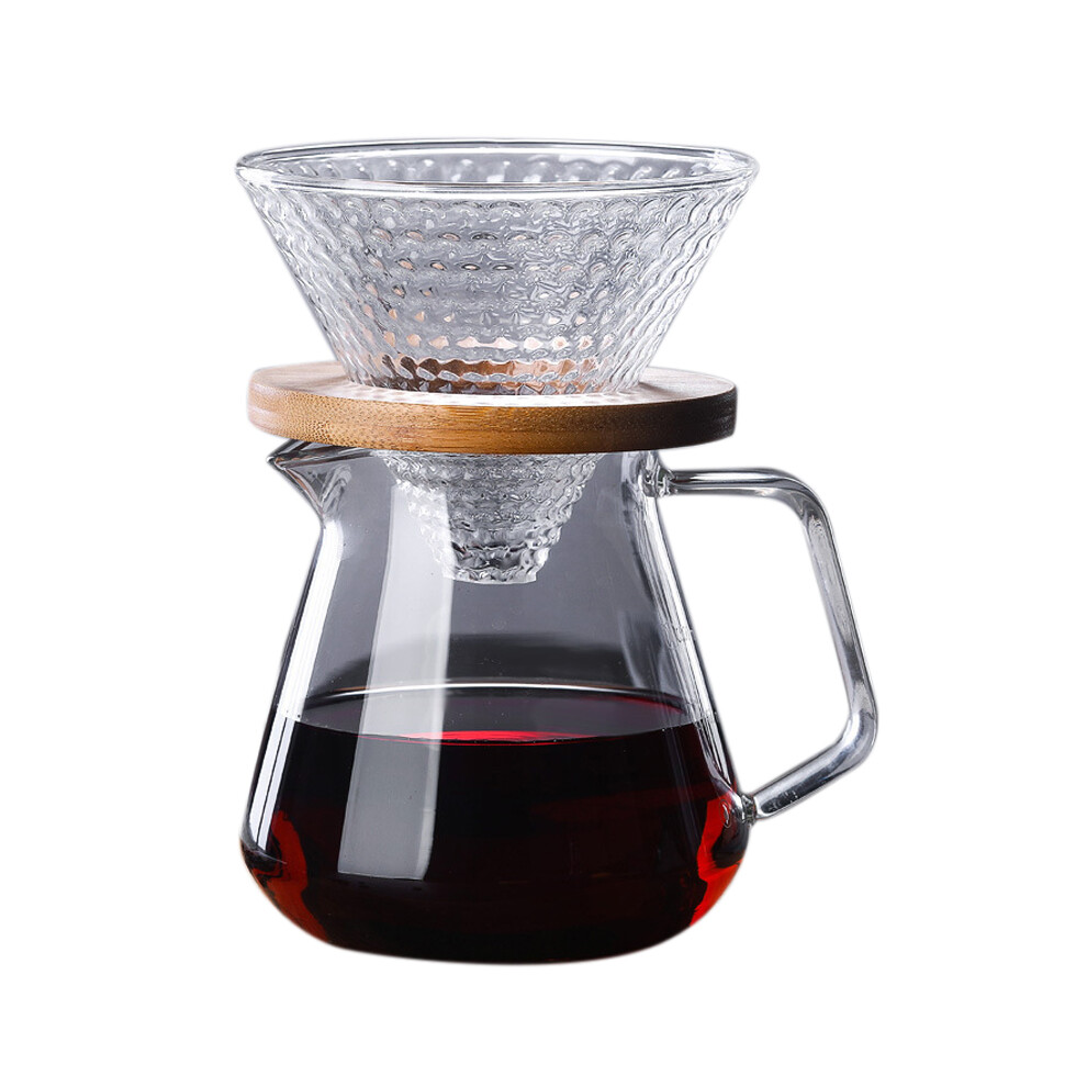 V60 Pour over Carafe Drip Coffee Pot 500Ml Glass Range Tea Maker Coffee Kettle Brewer Barista Percolator Clear Filter
