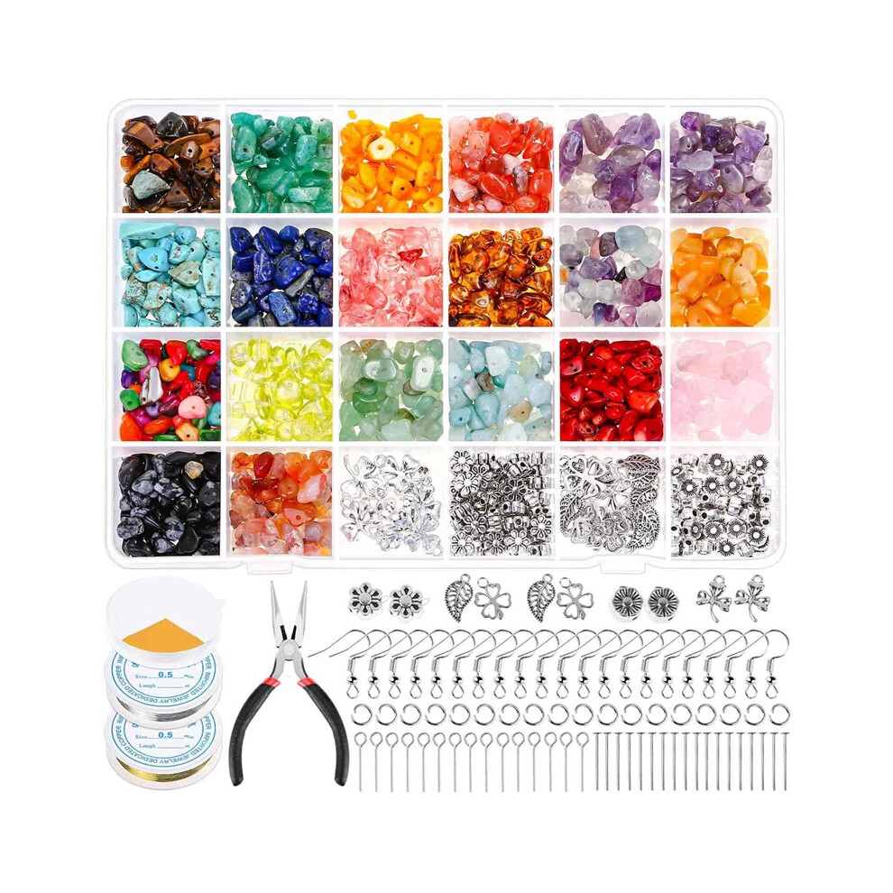 Crystal Jewelry Making Kit Ring Making Kit with Crystal Gemstone Beads Jewelry Wire and Earring Hooks for Ring Earring