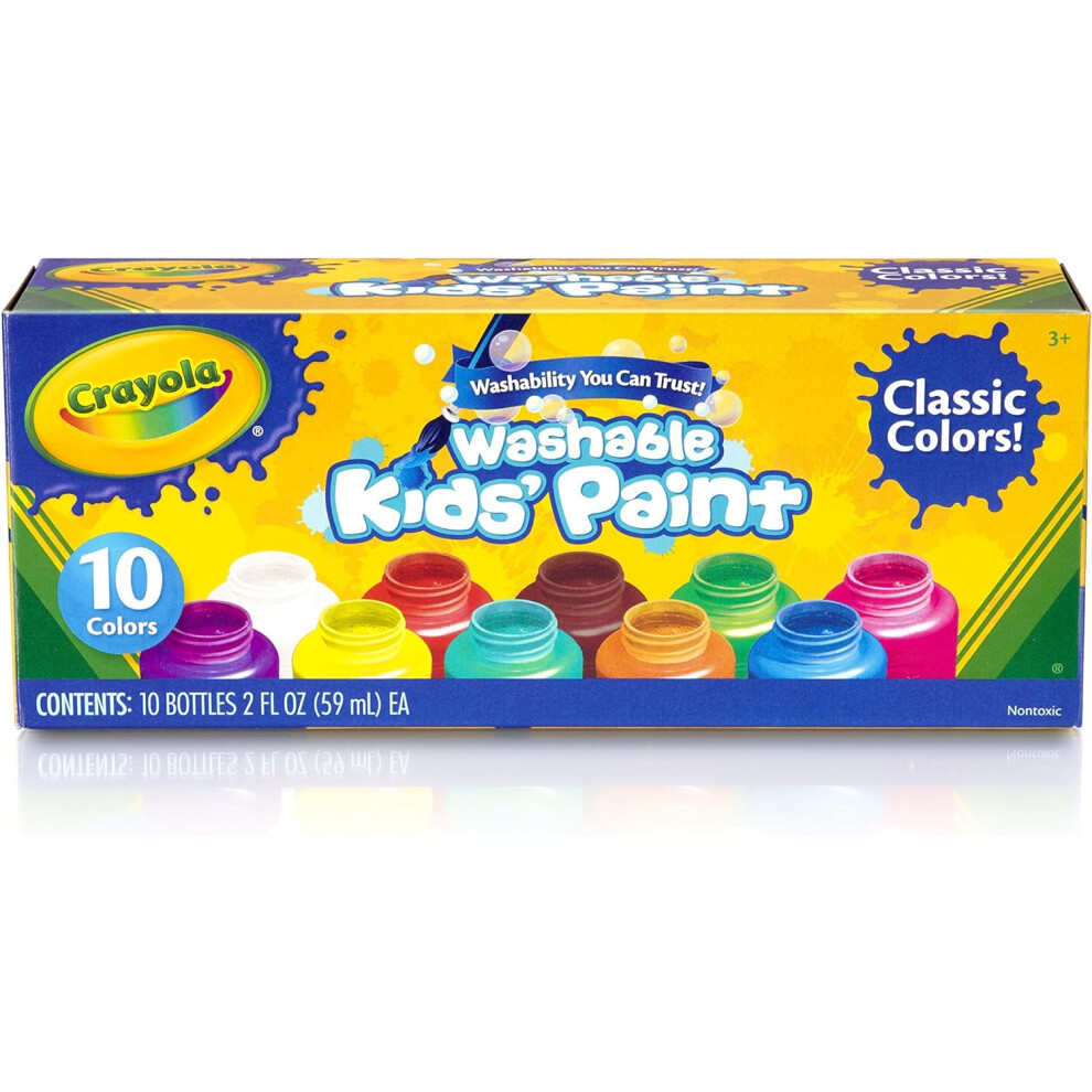 Crayola Washable Paints - Assorted Colours Pack Of 10 Perfect For Any Arts & Crafts Needs Easily Washable Ideal For Kids Aged 3+ Packaging May Vary Not,Specified