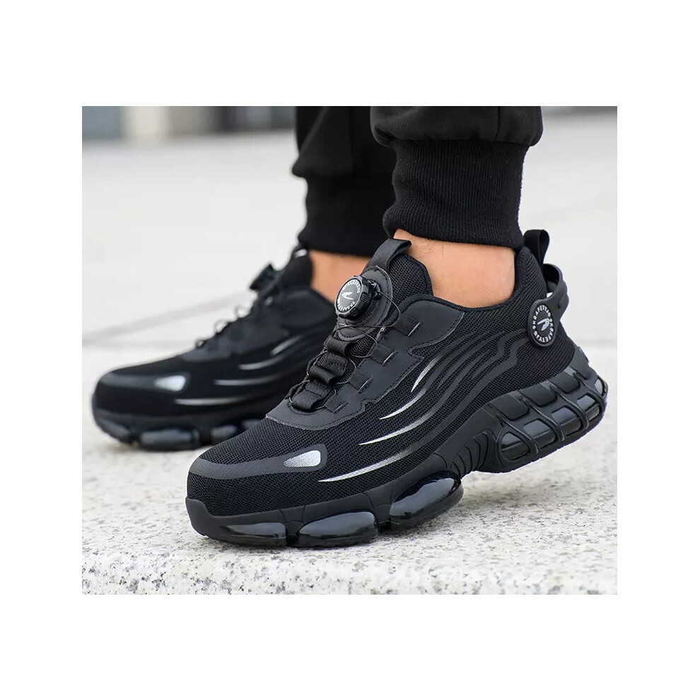 (UK4=EUR37, Black) UK Mens Womens Work Safety Shoes Steel Toe Cap Lightweight Boots Trainers Shoes