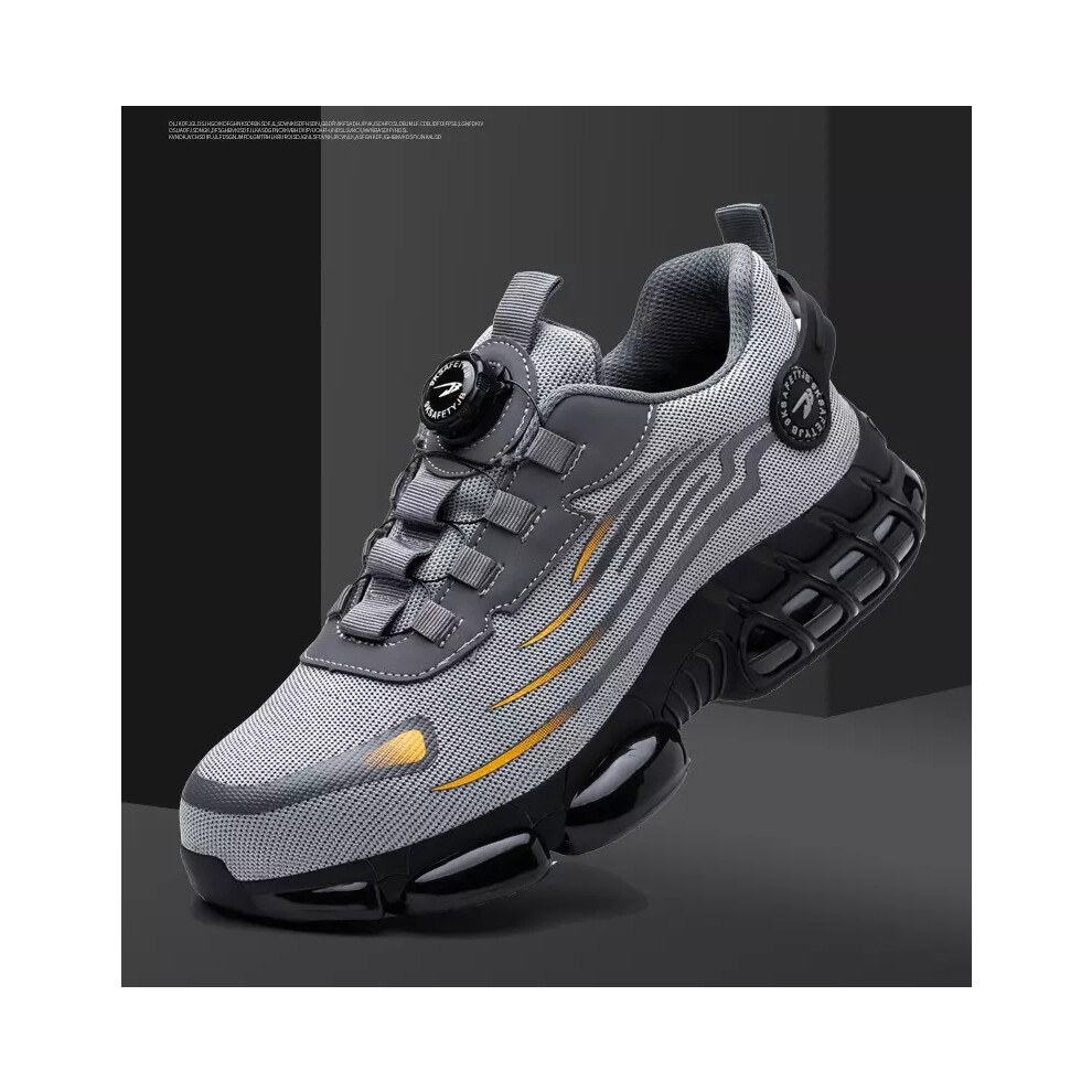 (UK10.5=EUR46, Grey) UK Mens Womens Work Safety Shoes Steel Toe Cap Lightweight Boots Trainers Shoes