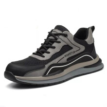 (Black, UK 10) Mens Womens Safety Shoes Lightweight Work Trainers Steel Toe Cap Hiking Boots