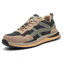 (Khaki#2, UK 12) Mens Womens Safety Shoes Lightweight Work Trainers Steel Toe Cap Hiking Boots