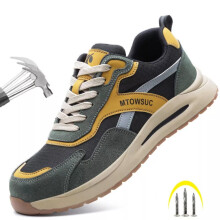(green, UK 9) Womens Mens Work Steel Toe Cap Safety Shoes Trainers Lightweight Hiking Boots