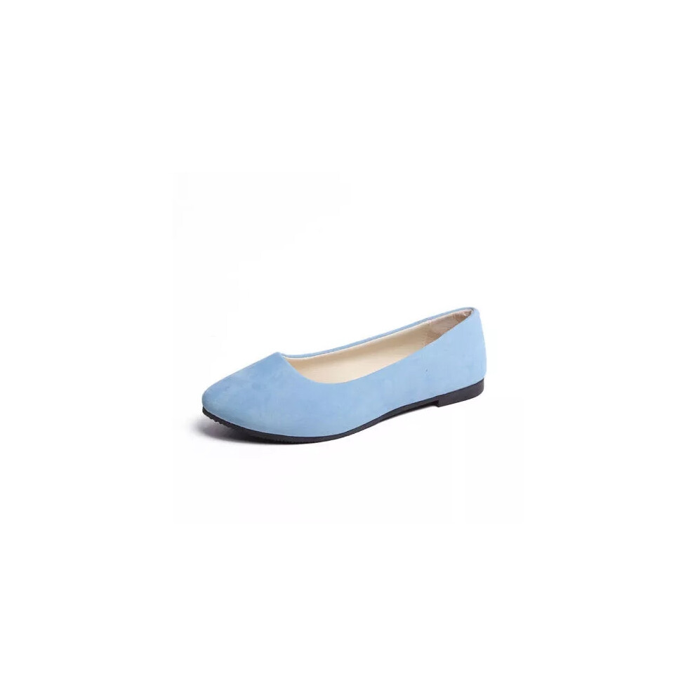 (Light blue, UK 8=EU 43) Women Ladies Flats Shoes Comfy Slip On Work Office School Ballerina Pumps Size
