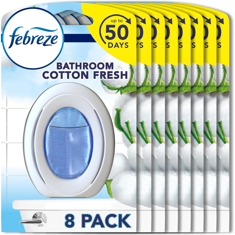 Febreze Bathroom Air Freshener, Odour Eliminator, Cotton Fresh, 8 Count