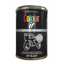 (COLOUR IT-  BLACK GLOSS TIN 300ML - 3065  ) All Purpose Quick Drying Spray Paint