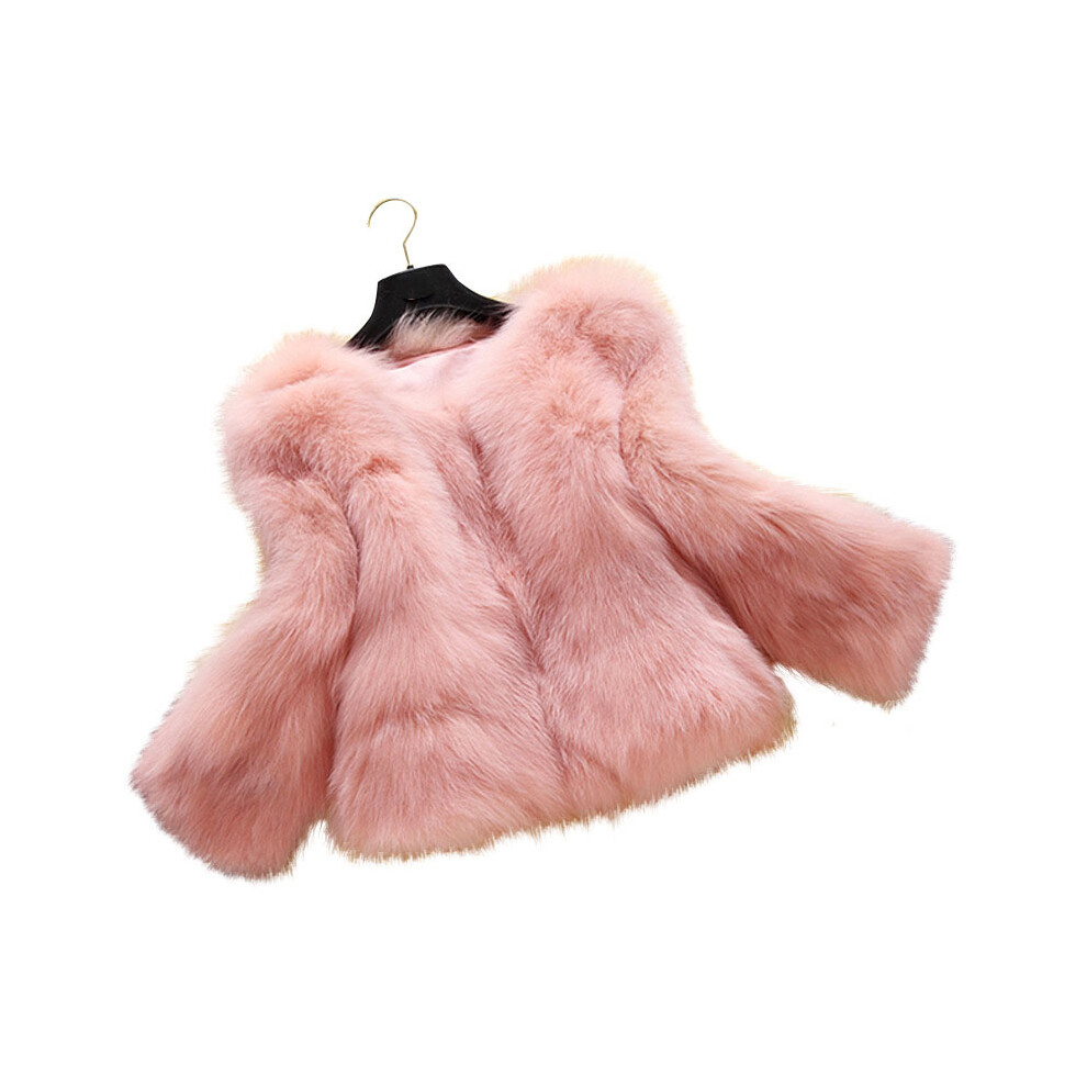 (Pink, 6-7Years) Kids Girls Fur Coat outwear Winter Warm Jacket fox