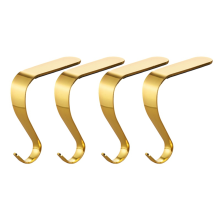 JJBRDZ-Christmas Stocking Holders Xmas Fireplace Hanger Hooks (Gold)