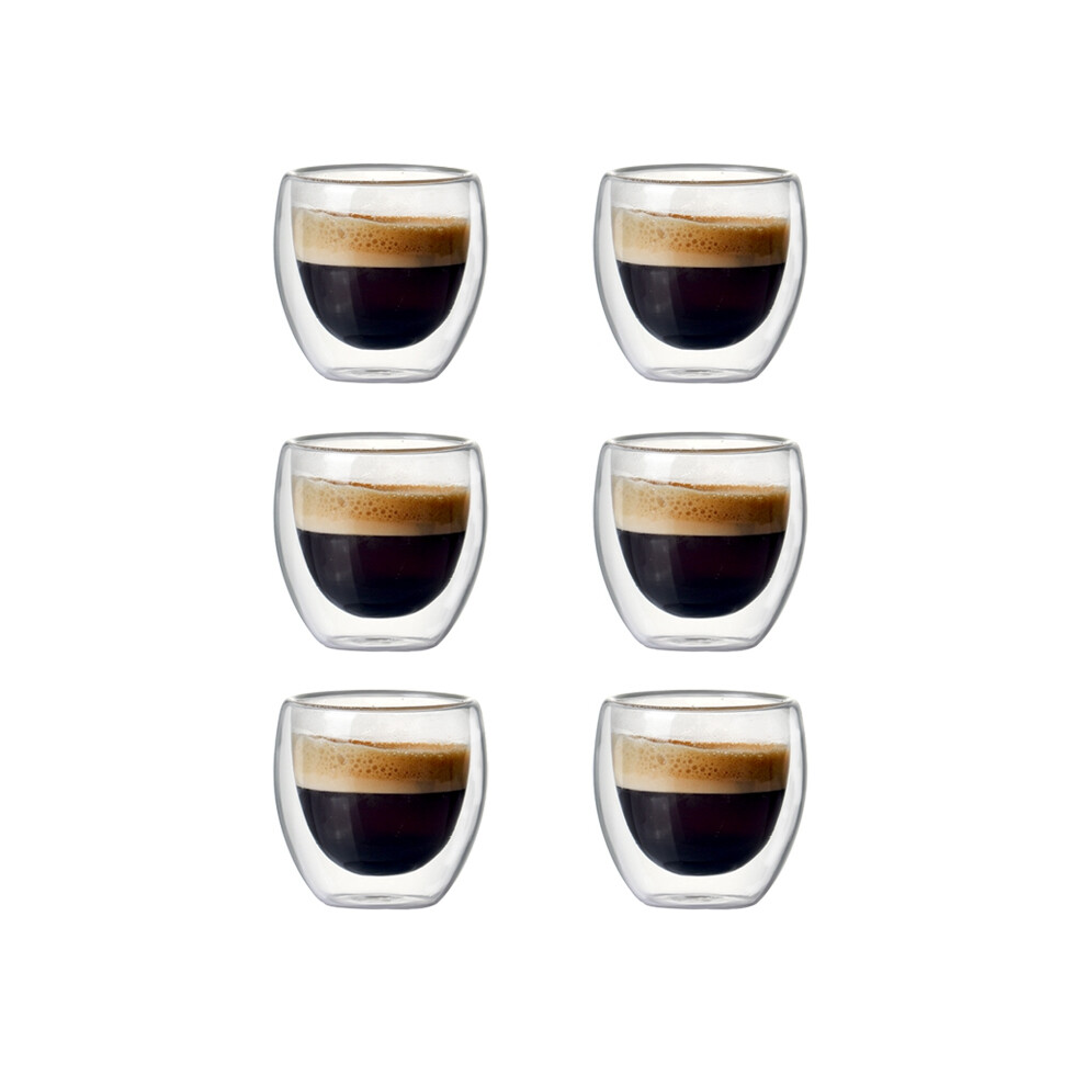 6 Sets of 80Ml Double-Layer Hollow Glass Coffee Cup Sets for Drinking Tea, Coffee, Drinking Cups