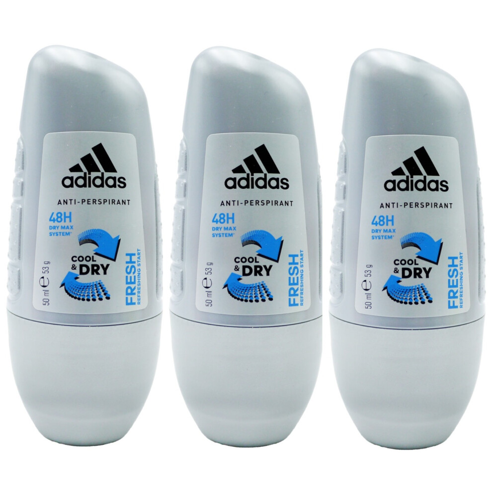 3 x Adidas 48H Cool & Dry Anti-perspirant Roll On 50 ml - Fresh Refreshing Start