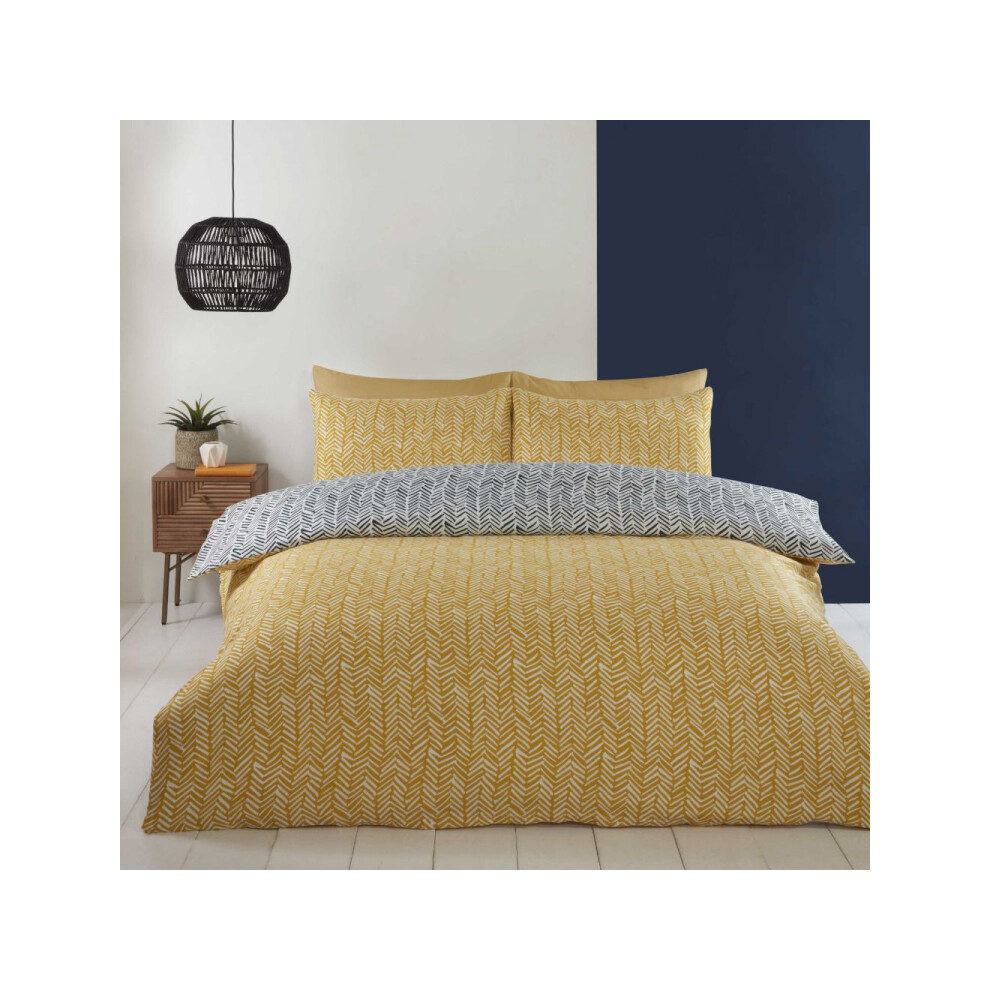 (Double, Ochre) Helston Bedding Duvet Cover Set