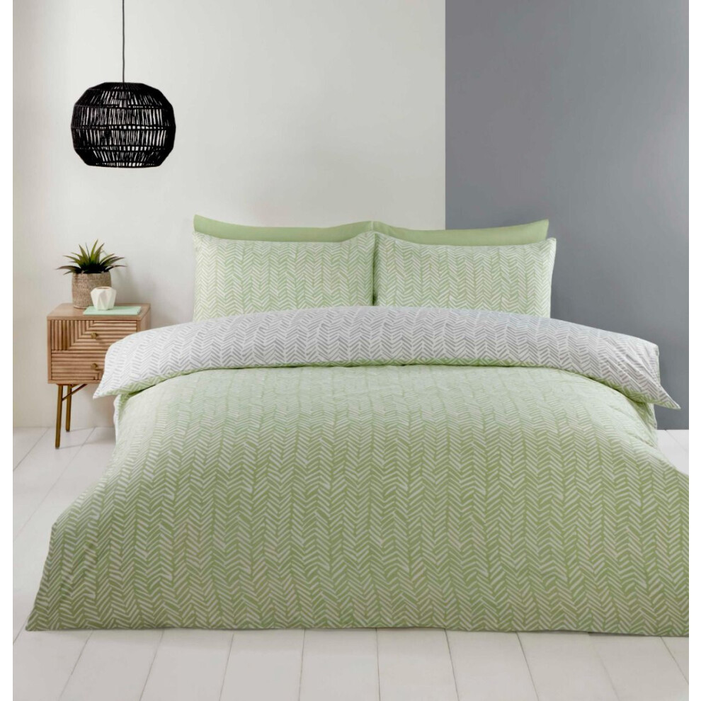 (King, Green) Helston Bedding Duvet Cover Set