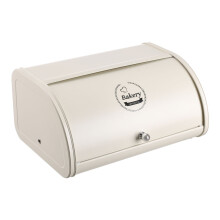 (White) Metal Roll Top Bread Container for Kitchen Countertop