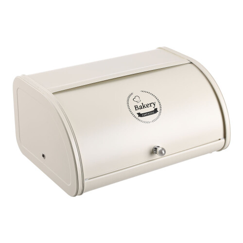 Living And Home (White) Metal Roll Top Bread Container for Kitchen Countertop