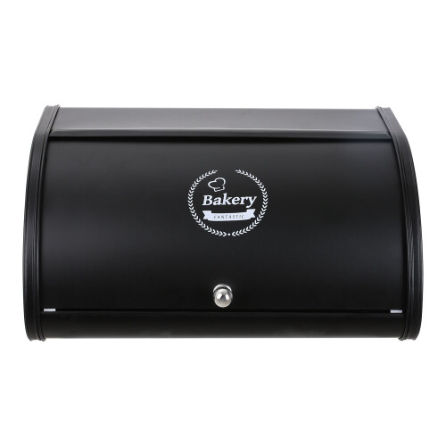 Living And Home (Black) Metal Roll Top Bread Container for Kitchen Countertop 2