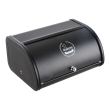 (Black) Metal Roll Top Bread Container for Kitchen Countertop
