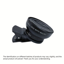 (Black) 2-In-1 Hd Smartphone Camera Lens - Clip-On, 0.45X Wide Angle & 15X Macro Magnification