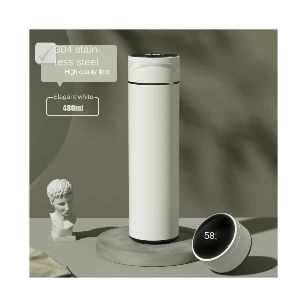(480ML, white) 500ml Smart Water Bottle Stainless Steel Thermos Temperature Display Leakproof Vacuum Flasks-image-OPC-PDYZ6D9-NEW