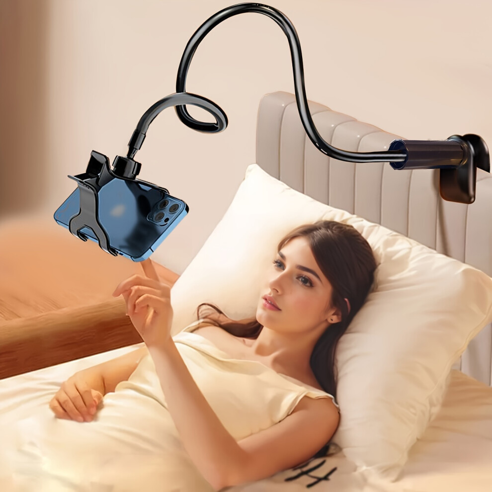 (Black) Flexible Gooseneck Phone & Tablet Holder - Fit For Bedside And Desktop Use Black 9070861693179
