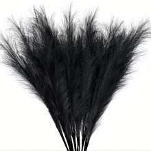(Black) 15pcs Bohemian Faux Pampas Grass Arrangement for Home Decor, Weddings, and Parties