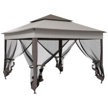 Outsunny Garden Folding Tent Heavy Duty Pop Up Gazebo Outdoor for Party Grey