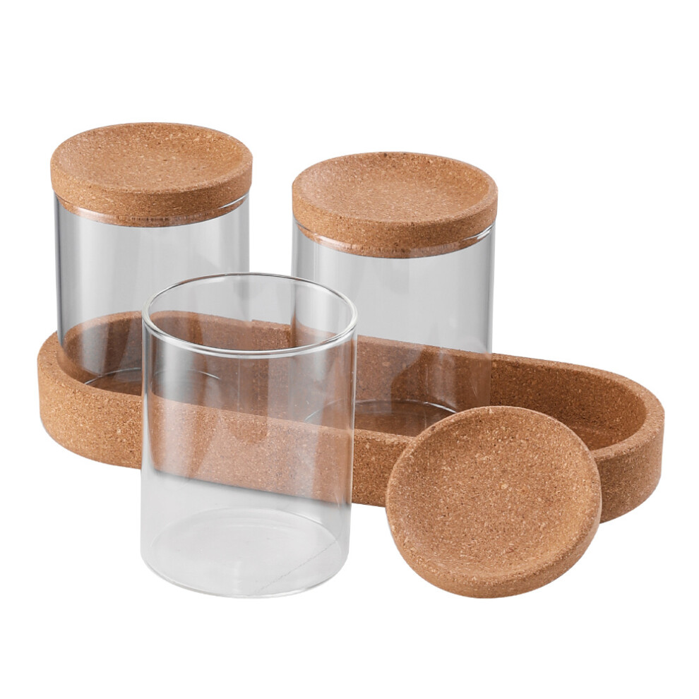 3Pcs Glass Storage Jar Set