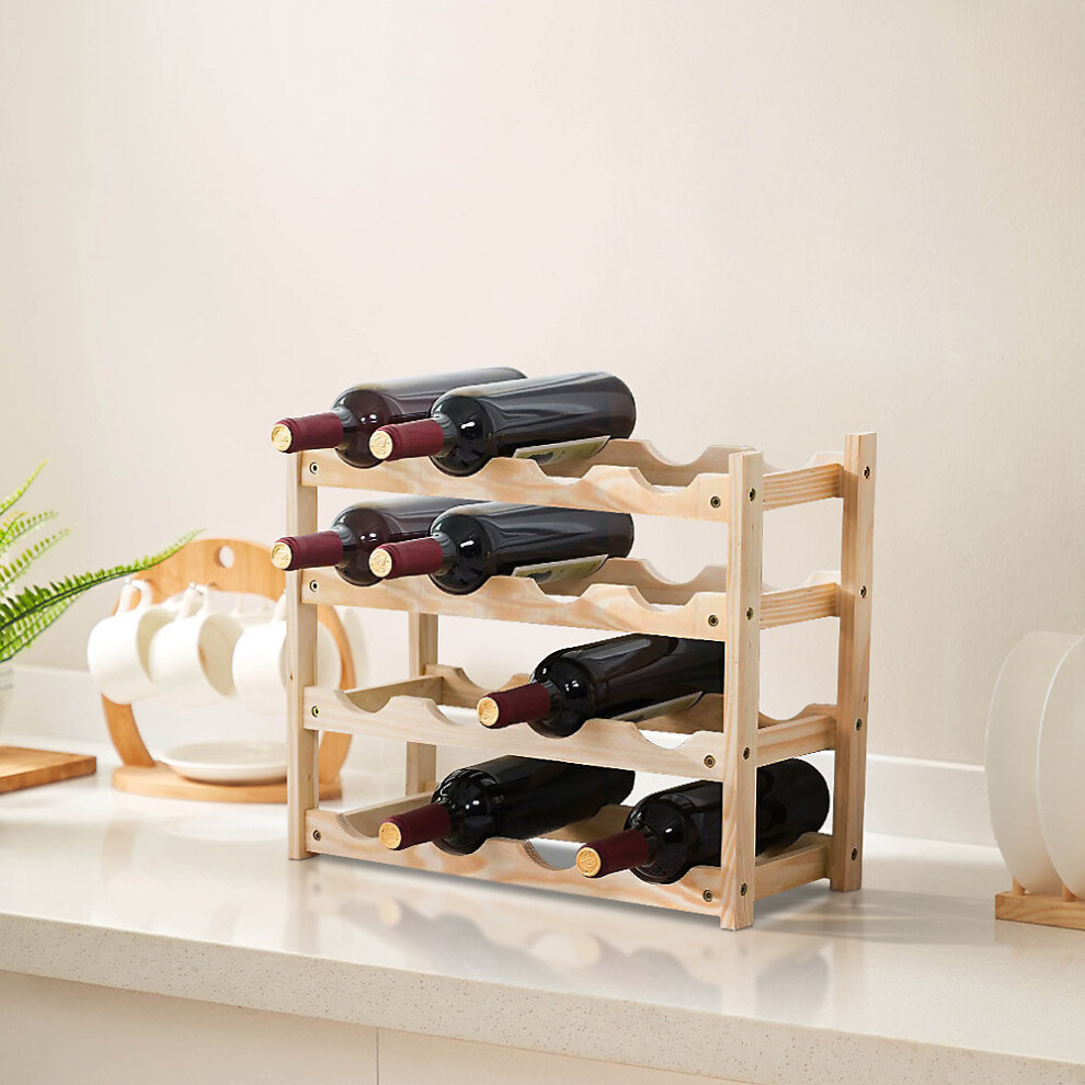 4-Tier Bamboo Wood Wine Rack