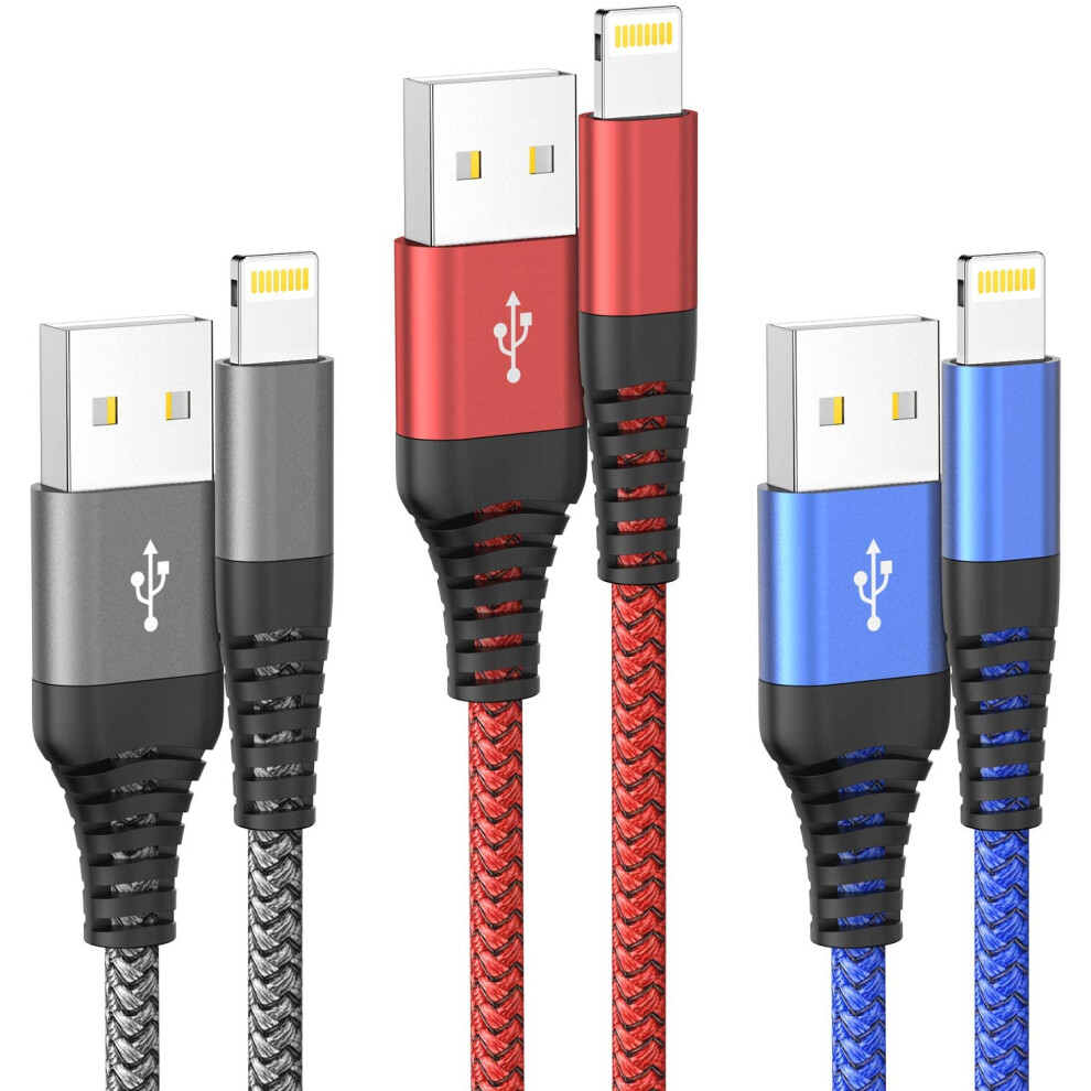 Ofuca iPhone Charger Cable 3Pack 1M/3FT MFi iPhone Charger Fast Charge Lightning Cable Compatible iPhone 14 13 12 11 Pro Max Xs Xr X 8 7 6 Plus 5 SE