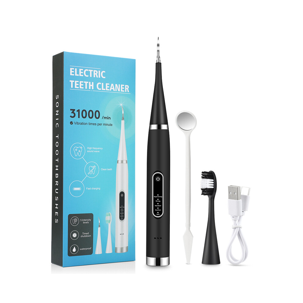(Type A Black) Portable Electric Sonic Dental Scaler Tooth Cleaner Calculus Stains Tartar-image-OPC-PDYZBQ2-NEW