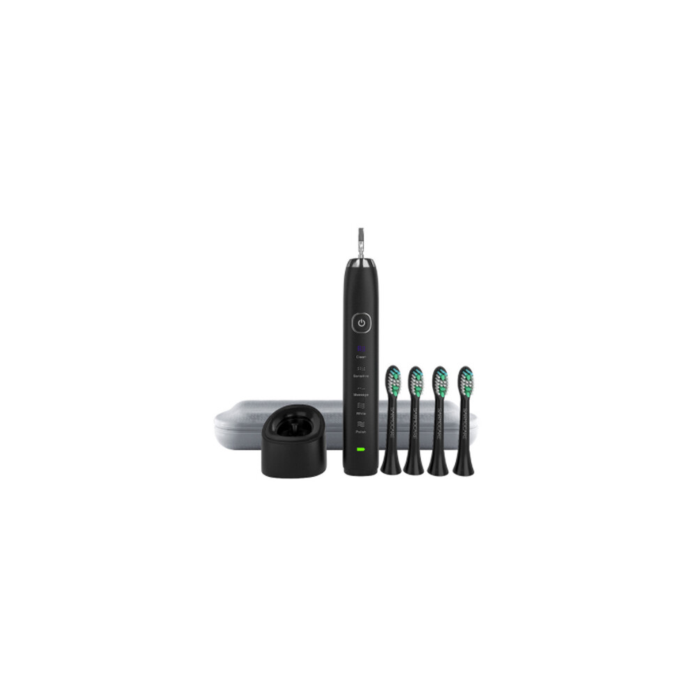 (S100 Black 4 Heads) SARMOCARE Sonic Electric Toothbrush USB Rechargeable Adult Waterproof