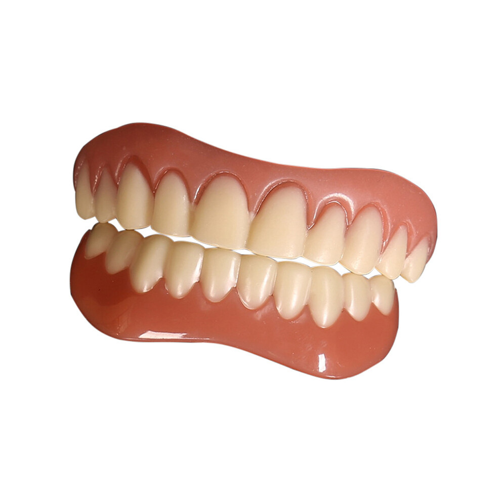 (Q) Silicone Upper/Lower False Teeth Perfect Laugh Veneers Dentures Paste