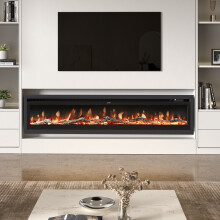 100-Inch Electric Fireplace with Remote - 9 Flame Colours, 900/1800W, Wall/Recessed/Free-Standing, Crystal & Log Effects
